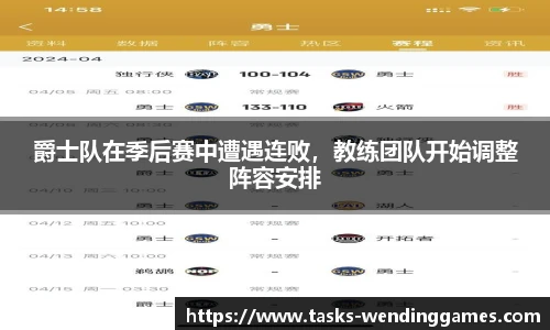爵士队在季后赛中遭遇连败，教练团队开始调整阵容安排